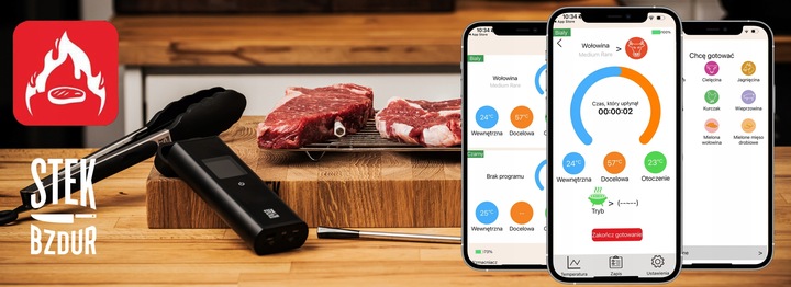 2x Bezprzewodowy Termometr Kuchenny Cyfrowy do Mięsa Steków STEK BZDUR