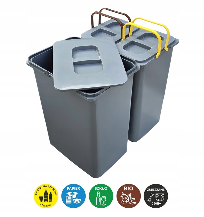 Zestaw sortownik kosz na śmieci do szafki 40 cm 38L pojemniki na
