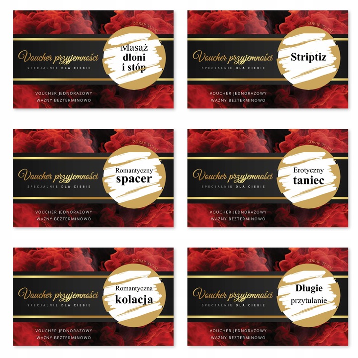 25x VOUCHERY PRZYJEMNOŚCI ZDRAPKI MIŁOŚCI walentynki Prezent Kupon +KOPERTA