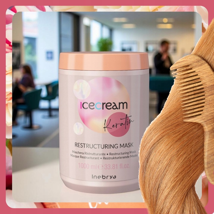 Maska do Włosów Łamliwych Zniszczonych Rekonstruująca Inebrya Keratin 1L