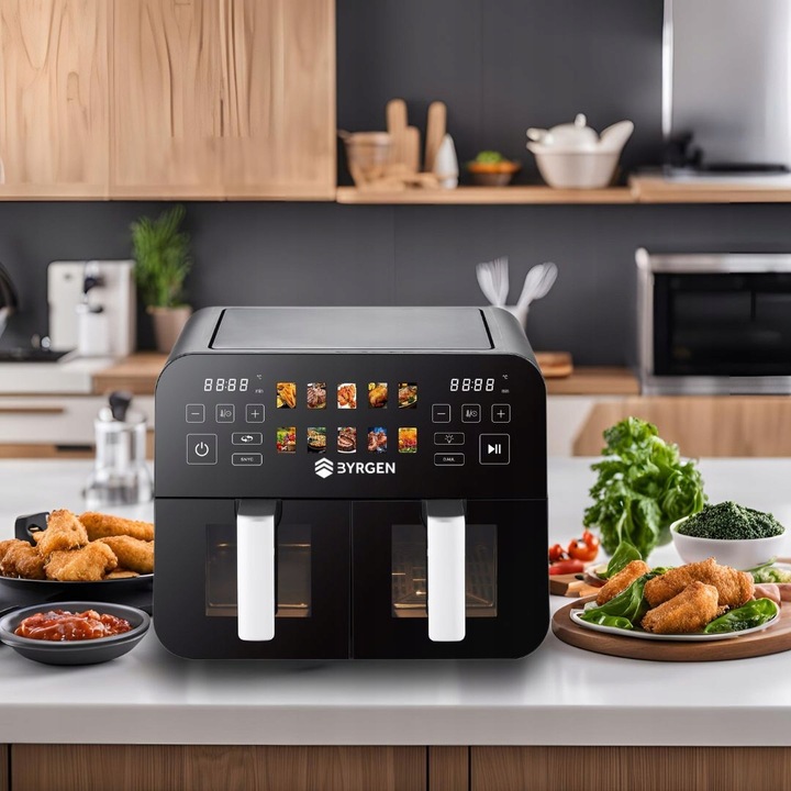 Frytkownica Beztłuszczowa Air Fryer BYRGEN 9L dwukomorowa 2400W