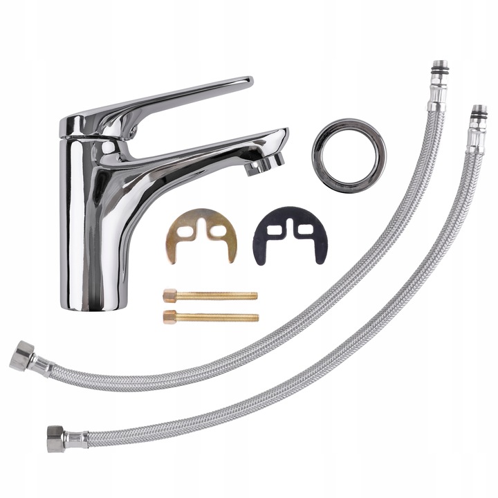 Bateria umywalkowa stojąca chrom kran łazienkowy srebrny YOKA HOME