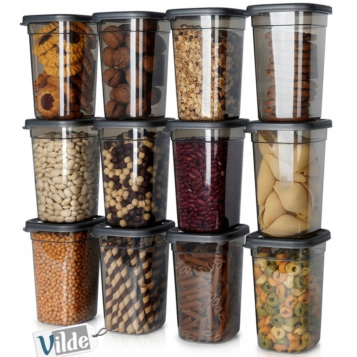 12x Pojemniki KUCHENNE produkty sypkie żywność kawę cukier sól makaron