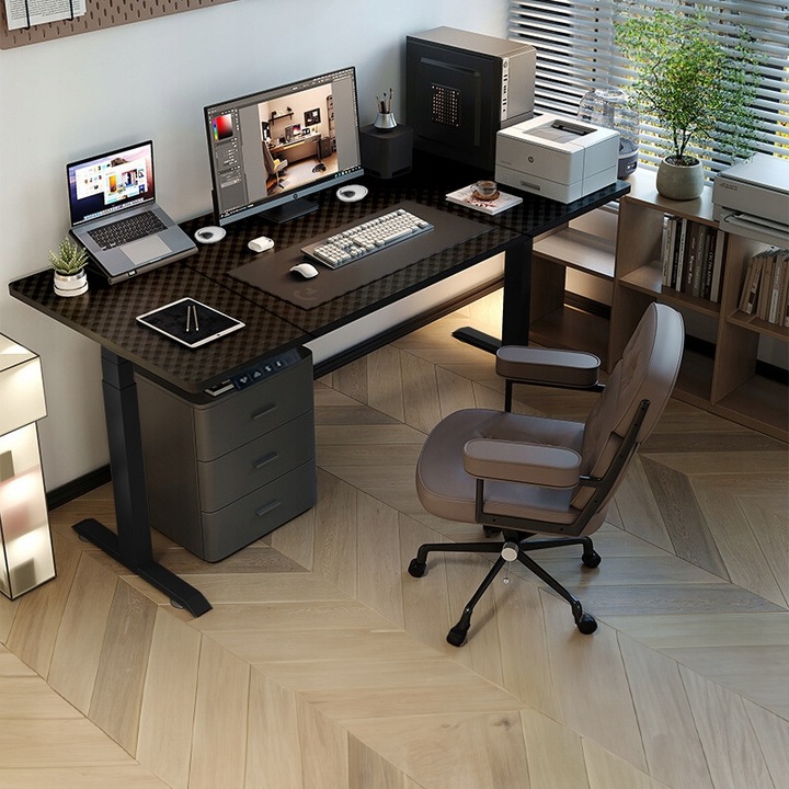 Biurko Elektryczne Podnoszone Czarne 160x80 Regulowane NOWOCZESNE