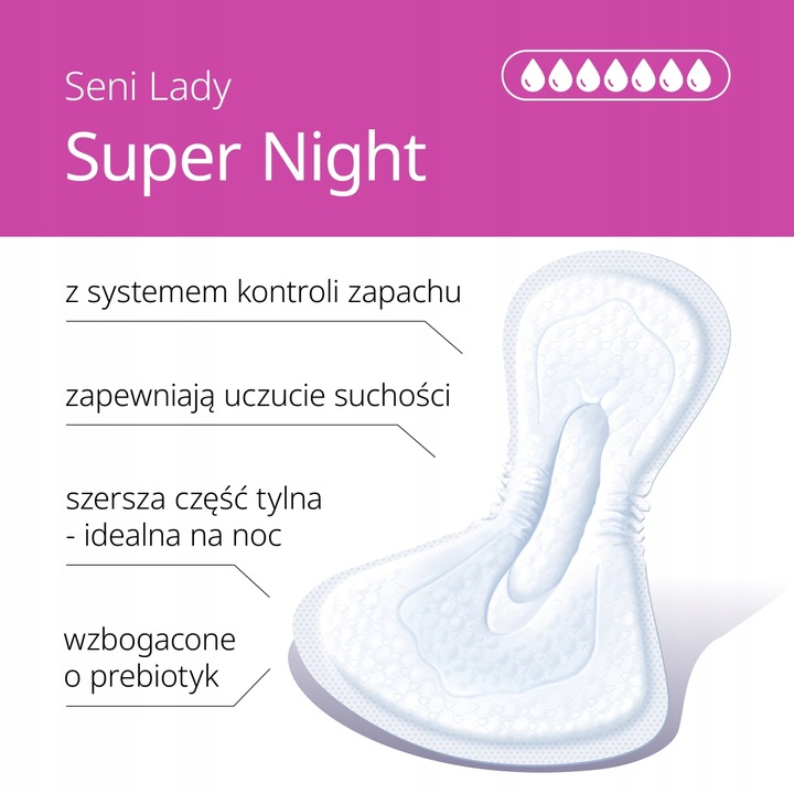 SENI LADY SUPER NIGHT Wkładki urologiczne SENI NA NOC dla kobiet 12szt.