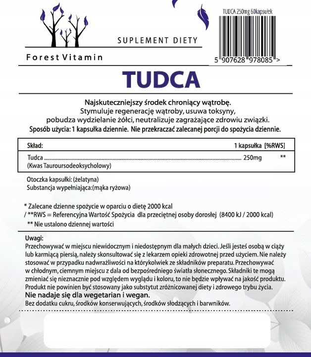 Forest Vitamin Tudca 250mg - 60 kapsułek