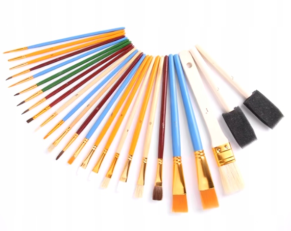 PĘDZLE MALARSKIE ARTYSTYCZNE PROFESJONALNE 25szt ZESTAW PĘDZLI MALARSKICH