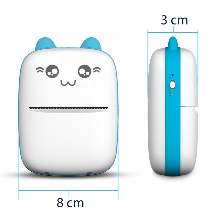 MINI DRUKARKA TERMICZNA DRUKUŚ ORYGINALNY PRZENOŚNA DO ZDJĘĆ KOTEK 11 ROLEK