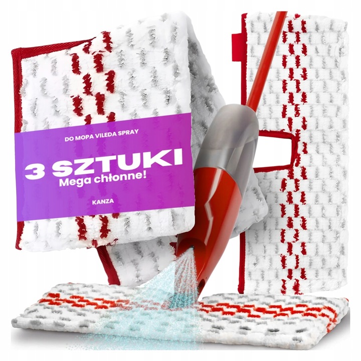 3X WKŁAD DO MOPA PŁASKIEGO Z SPRYSKIWACZEM NAKŁADKA MIKROFIBRY SPRAY VILEDA