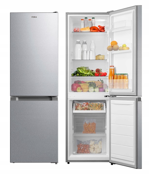 Lodówka Lodówko zamrażarka chłodziarka 152cm 174L Low Frost INOX 39dB