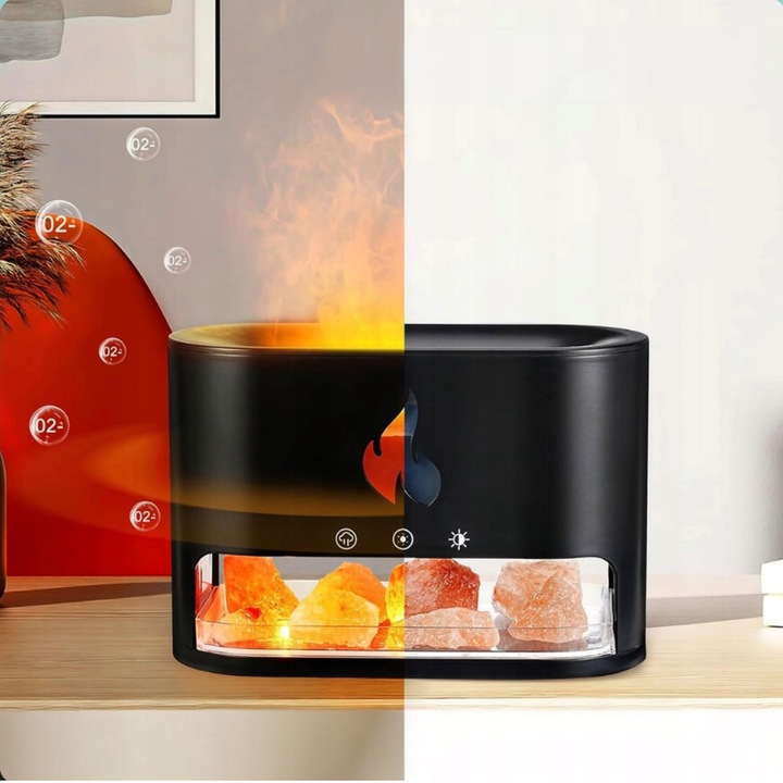 NAWILŻACZ POWIETRZA DYFUZOR KOMINEK LAMPKA NOCNA LED EFEKT PŁOMIENIA +