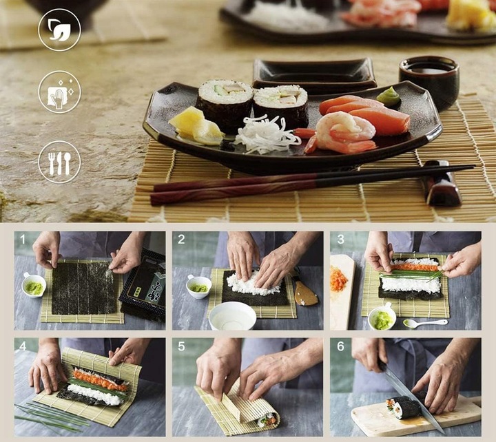 30SZT ZESTAW MASZYNKA DO ROBIENIA SUSHI Z ROLKA MATA PRASKA NÓŻ DO