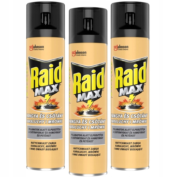 3X SPRAY NA OWADY BIEGAJĄCE RAID MAX AEROZOL PRZECIW KARALUCHOM