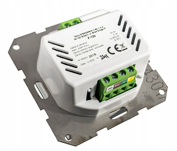 STEROWNIK REGULATOR TERMOSTAT POKOJOWY PODTYNKOWY BIAŁY F-12B TECH L-X TECH