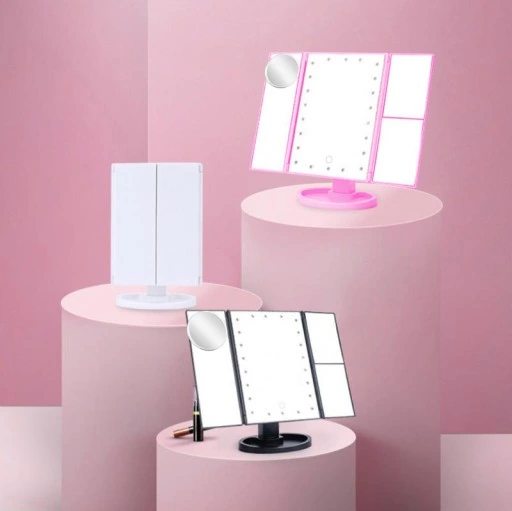 LUSTERKO KOSMETYCZNE PODŚWIETLANE ROZKŁADANE LED