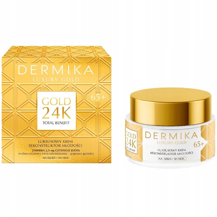 Dermika Luxury Gold 24K Krem Przeciwzmarszczkowy 65+ Na Dzień i Na Noc 50ml