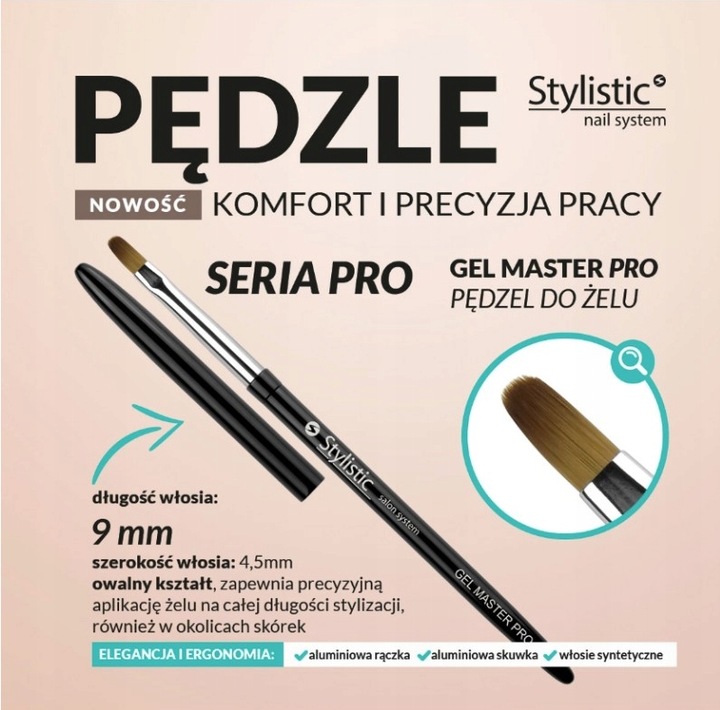 STYLISTIC PĘDZELEK DO ŻELU DO PAZNOKCI GEL MASTER PRO