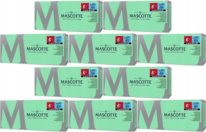 10x Gilzy Tutki Papierosowe MASCOTTE X-Long Długi Filtr 200szt.