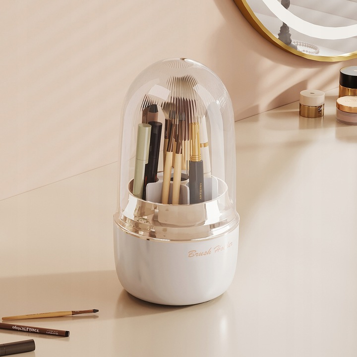 Obrotowy organizer pojemnik na pędzle do makijażu kosmetyki kuferek