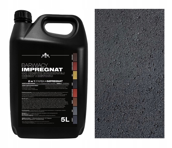Barwiący IMPREGNAT farba kostki brukowej i elementów z BETONU 5l antracyt