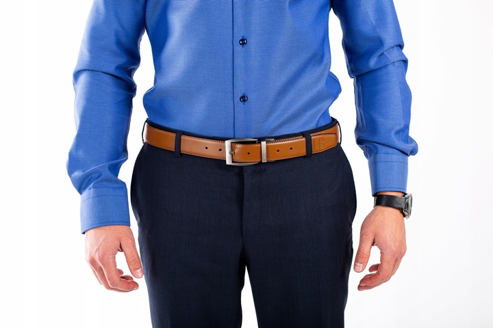 DWUSTRONNY SKÓRZANY PASEK DO SPODNI PASEK MĘSKI DO SPODNI Hugh Butler