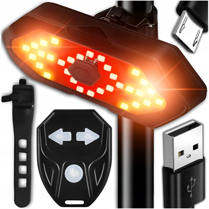 MOCNA LAMPKA ROWEROWA TYLNA KIERUNKOWSKAZY ROWEROWE ŚWIATŁO TYŁ LED USB