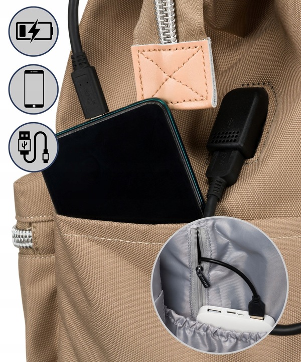 Plecak miejski PETERSON pojemny na laptopa damski port USB podróżny