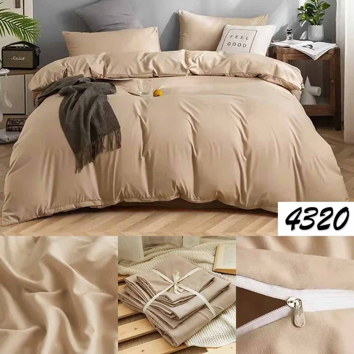 KOMPLET POŚCIELI 200x220 cm MIKROWŁÓKNO POŚCIEL JEDNOKOLOROWA + 2x