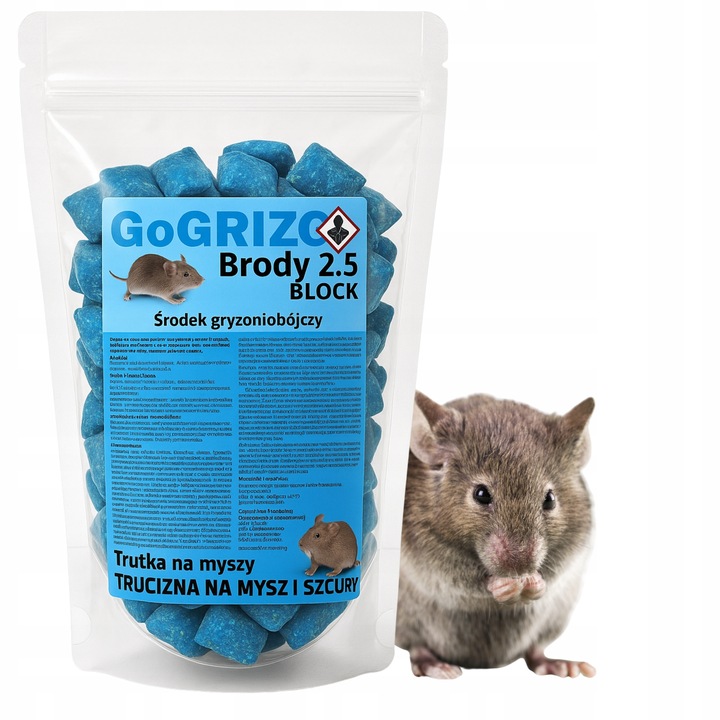 MOCNA TRUTKA NA SZCZURY MYSZY BRODIFAKUM KOSTKA WOSKOWA NA GRYZONIE