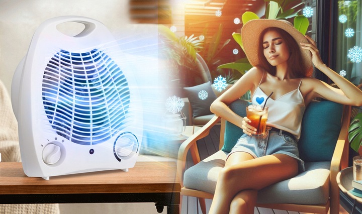 WENTYLATOR TERMOWENTYLATOR GRZEJNIK ELEKTRYCZNY FARELKA GRZEJE CHŁODZI