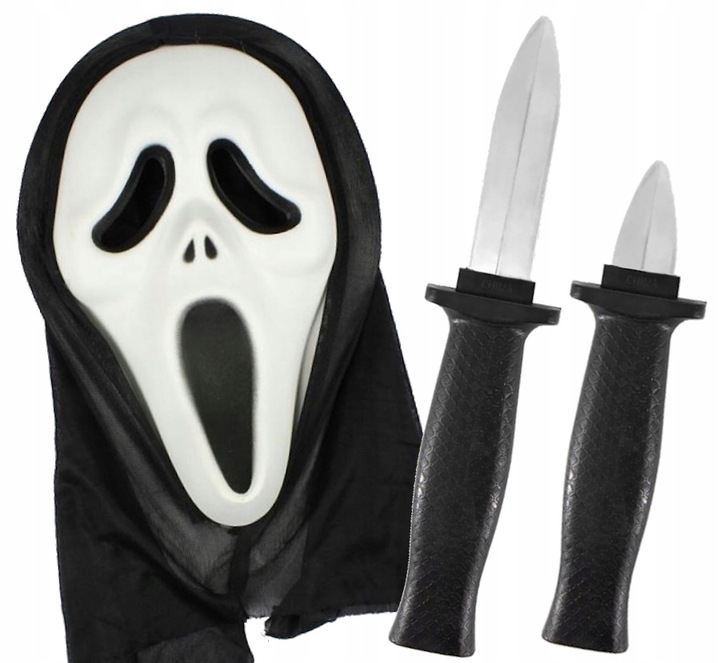 Maska Krzyk na Halloween Fałszywy Nóż Straszny Film Scary Movie strój