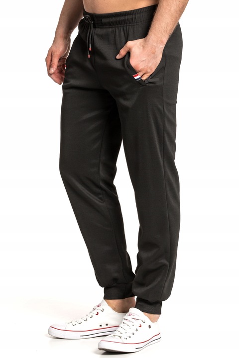 SPODNIE DRESOWE DRESY WIOSENNE ZE ŚCIĄGACZEM NA CODZIEŃ No6 CZARNE - XL