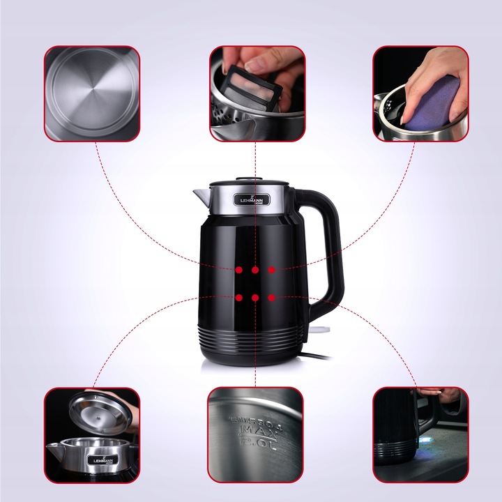 CZAJNIK ELEKTRYCZNY BEZPRZEWODOWY MOC 2200W BEZ ZBĘDNYCH BAJERÓW 2L