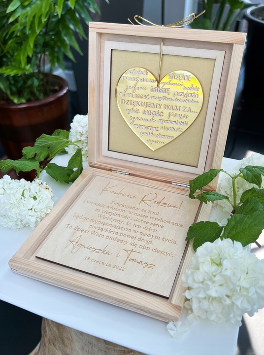 PODZIĘKOWANIE dla RODZICÓW ślub WESELE pudełko