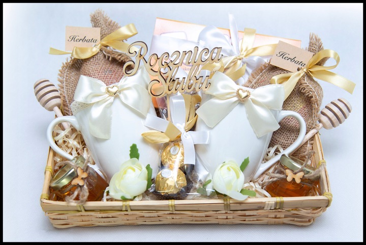 PREZENT NA ROCZNICĘ ŚLUBU JUBILEUSZ DUŻY KOSZ PREZENTOWY BOX KUBEK