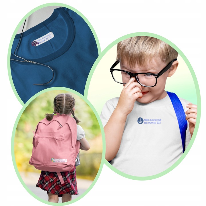 Naklejki Imienne Na Ubrania TERMO NAPRASOWANKI Imienniki METKI Zestaw 60szt