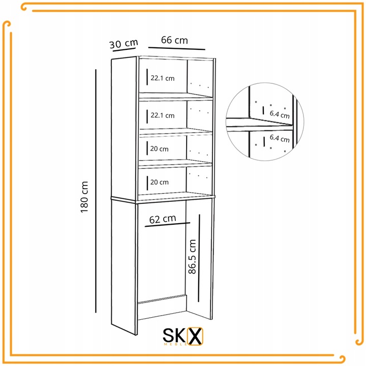 Szafka Łazienkowa Nad Pralkę Suszarkę Słupek Regał Zabudowa AGD Dąb