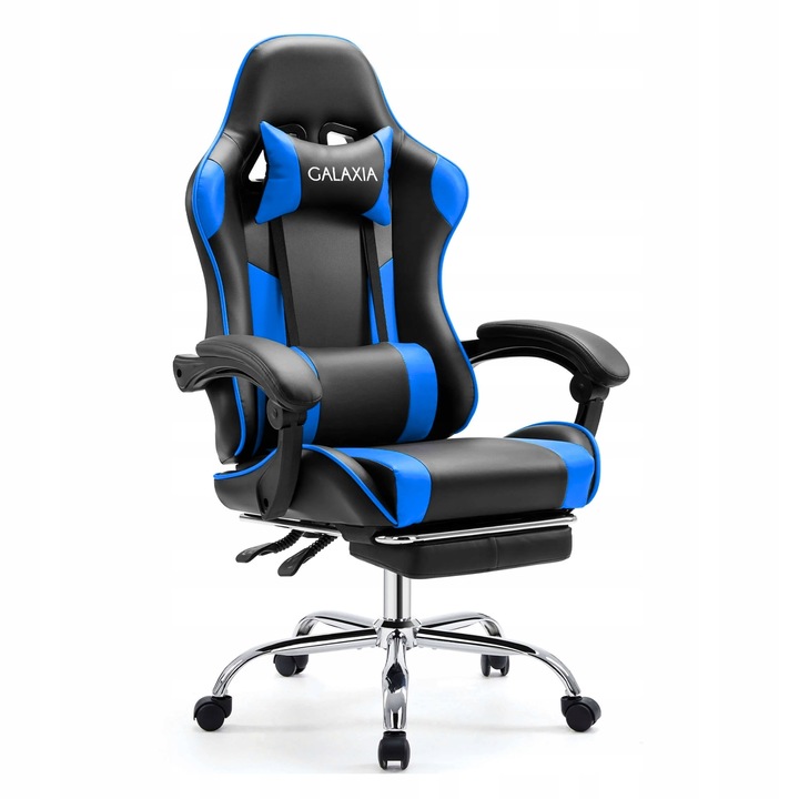 FOTEL GAMINGOWY BIUROWY Obrotowy Kubełkowy Krzesło Gamingowe Z Podnóżkiem