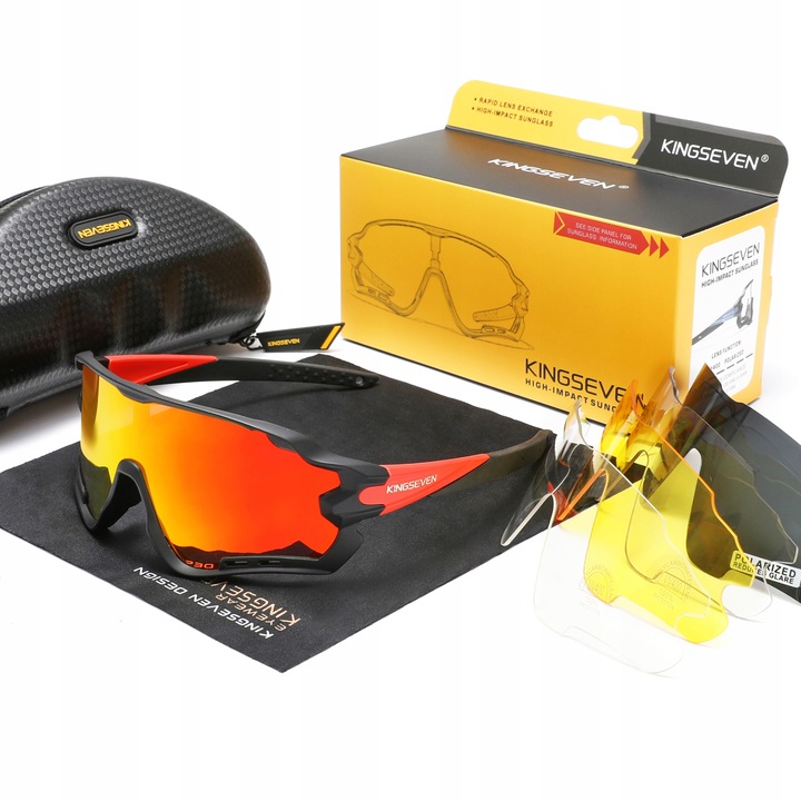 Okulary Rowerowe Polaryzacyjne Sportowe K7 na Rower 5 Szkieł Wymienne Szkła