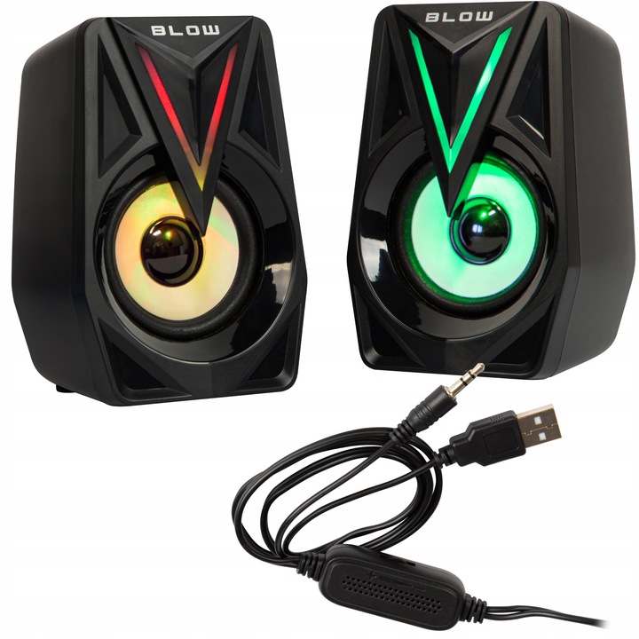 ZESTAW GŁOŚNIKÓW 2.0 DO LAPTOPA PC KOMPUTEROWE GAMINGOWE LED RGB USB 5V 8W