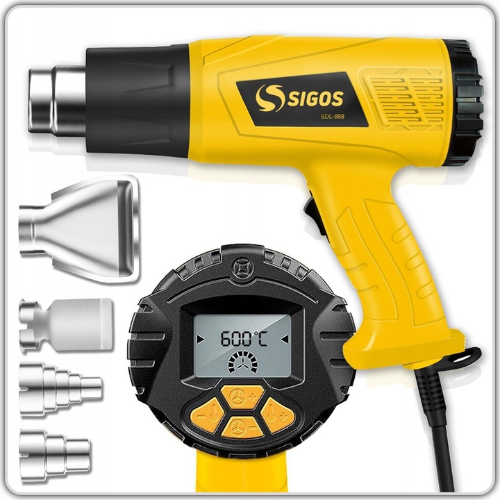 OPALARKA ELEKTRYCZNA Z REGULACJĄ 2 BIEGI LCD 60-650°C 2200W MOCNA +4