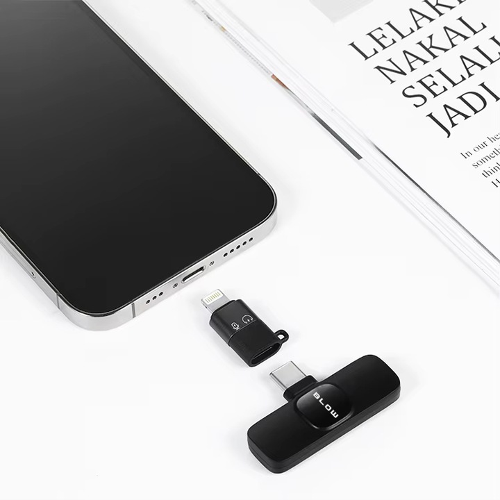 2x MIKROFON ODBIORNIK BEZPRZEWODOWY KRAWATOWY ADAPTER USB-C DO LIGHTNING