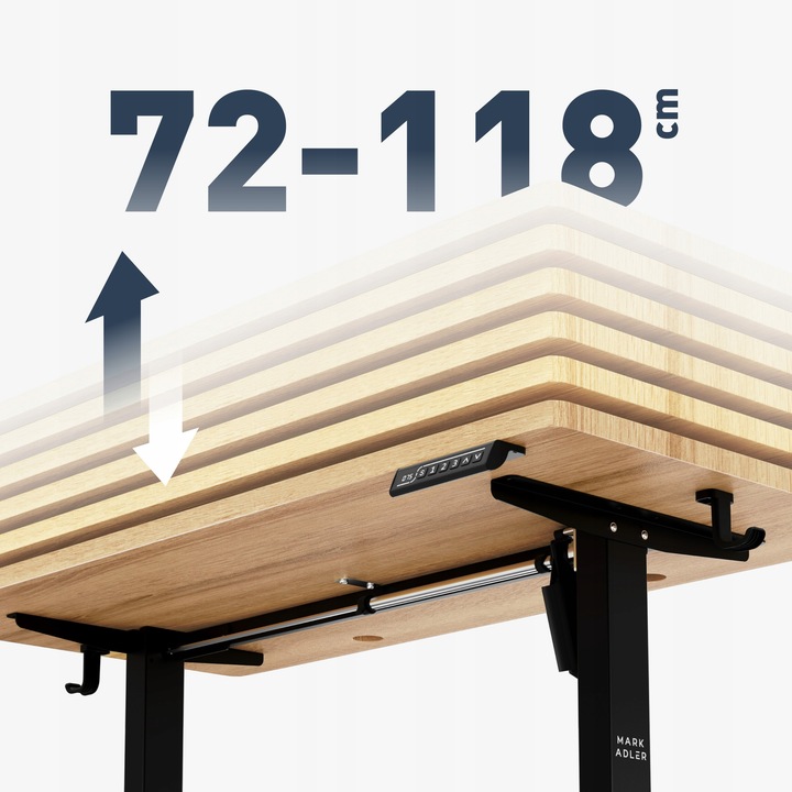 Biurko regulowane elektryczne MARK ADLER drewno dąb komputerowe 120x60