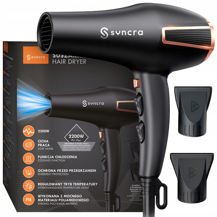 SUSZARKA DO WŁOSÓW Z JONIZACJĄ MOCNA 2200W + ZIMNY NAWIEW