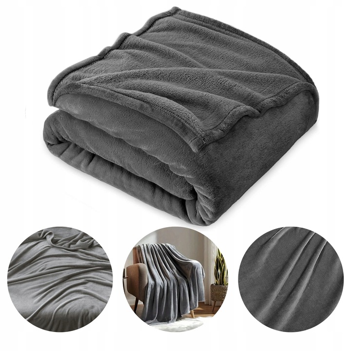 Koc polarowy Teesa gruby ciepły narzuta 200x220