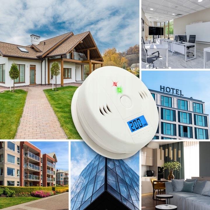 Czujnik Czadu Certyfikowany Detektor Tlenku Węgla Bezprzewodowy LCD Alarm