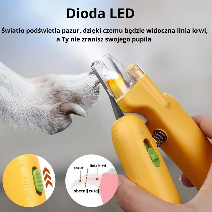 Obcinacz do pazurów dla zwierząt PSA, KOTA + światło LED + Pilnik