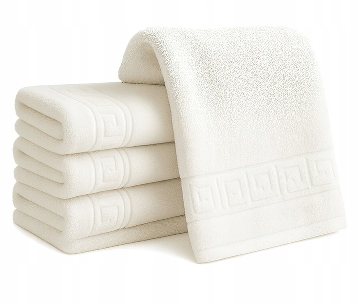 RĘCZNIK KĄPIELOWY BAWEŁNIANY FROTTE HOTELOWY WZÓR GRECKI BIAŁY 70x140