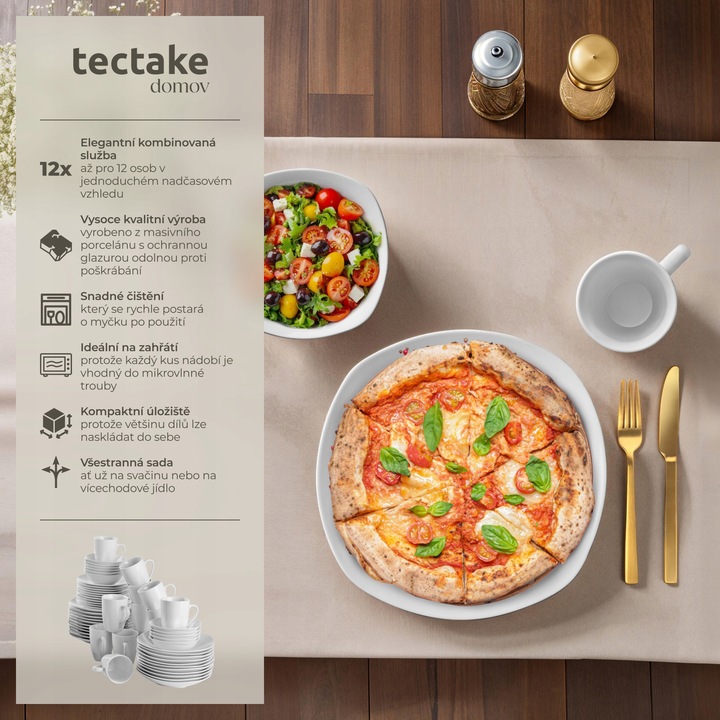 Serwis obiadowy Salerno, porcelana, dla 12 osób, 100 elementów