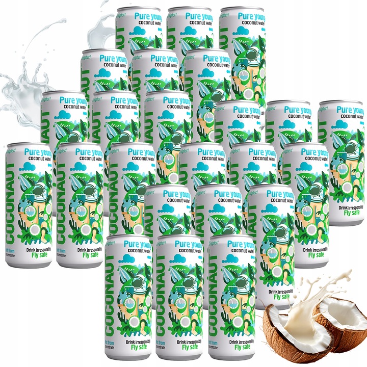 NIEGAZOWANA WODA NATURALNA Z MŁODEGO KOKOSA 320 ML COCONAUT 24X PUSZKA
